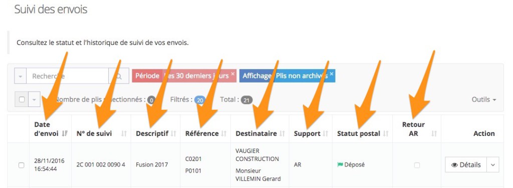 Comment trier la liste des plis déposés Support easyReco